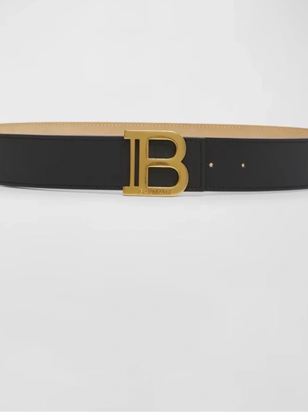 Balmain Black Leather Belt with Gold 'B' Logo Buckle 85 cm